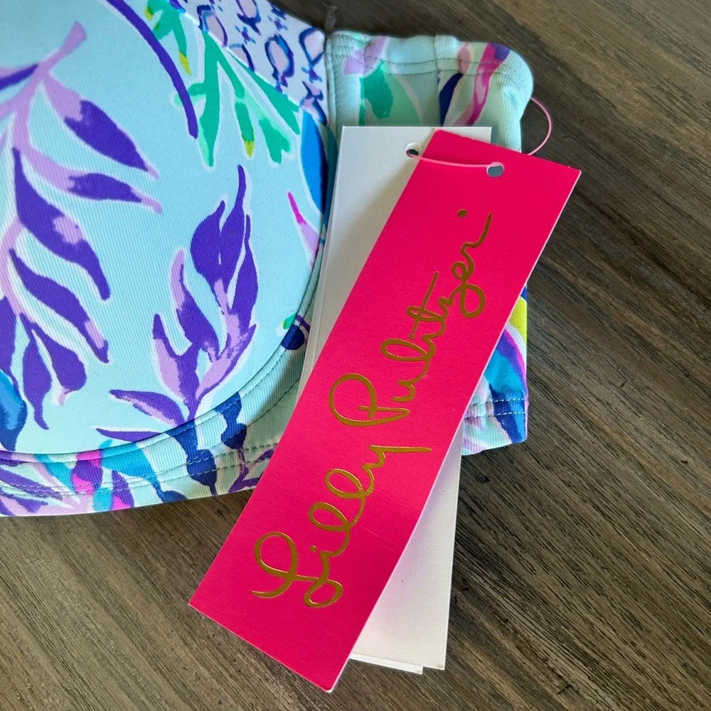 NWT Lilly Pulitzer Bikini Swim Leven Bandeau Top Blue Oasis Swim Shady Size 8 - Picture 4 of 11